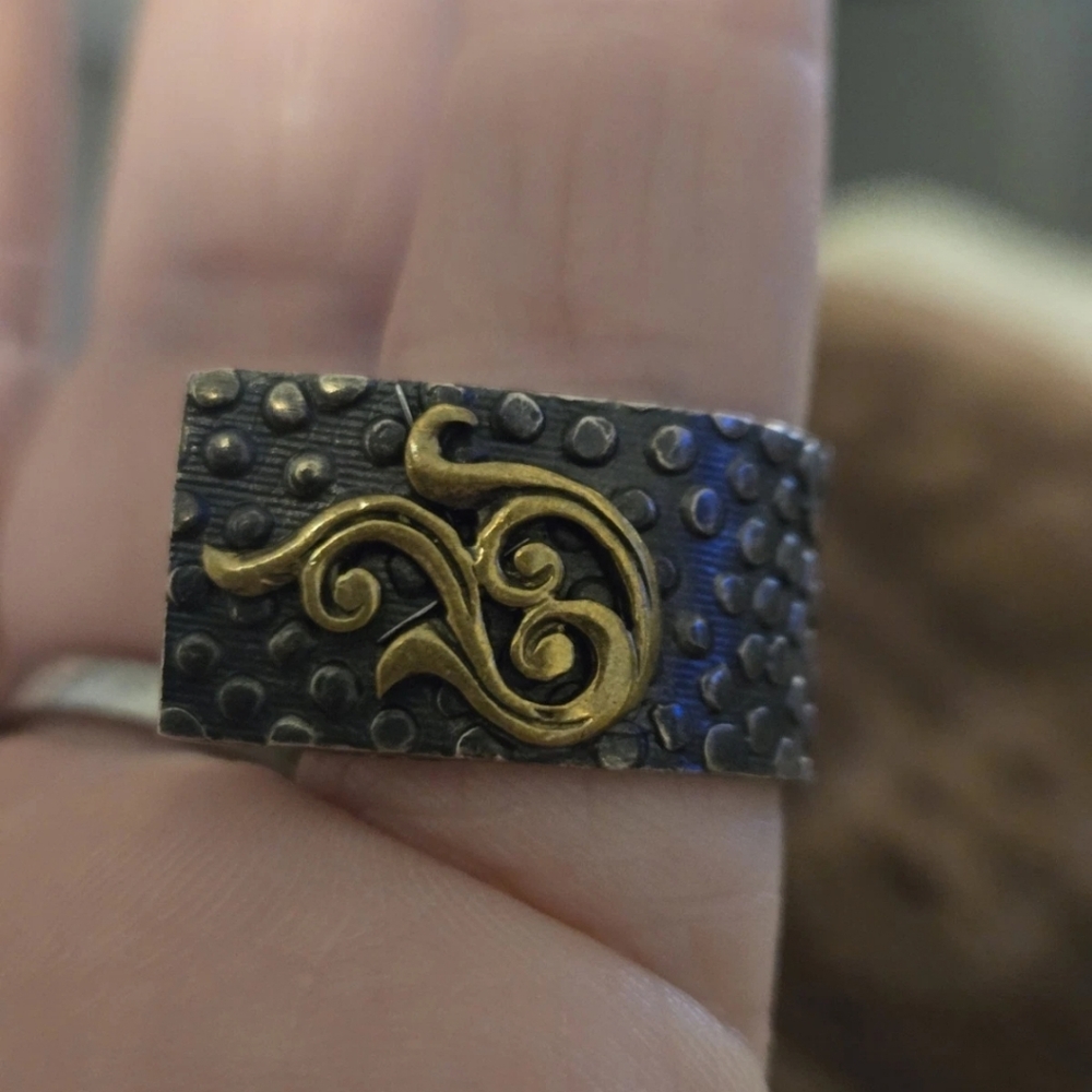 Textured Ring with Gold Swirl